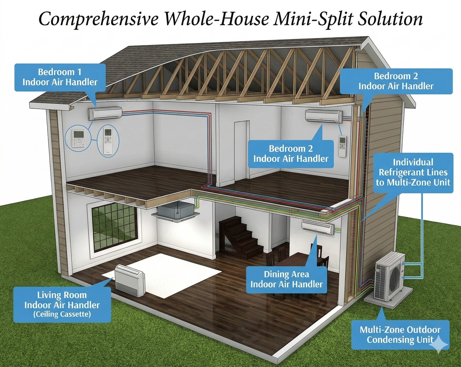 Modern residential interior with HVAC system