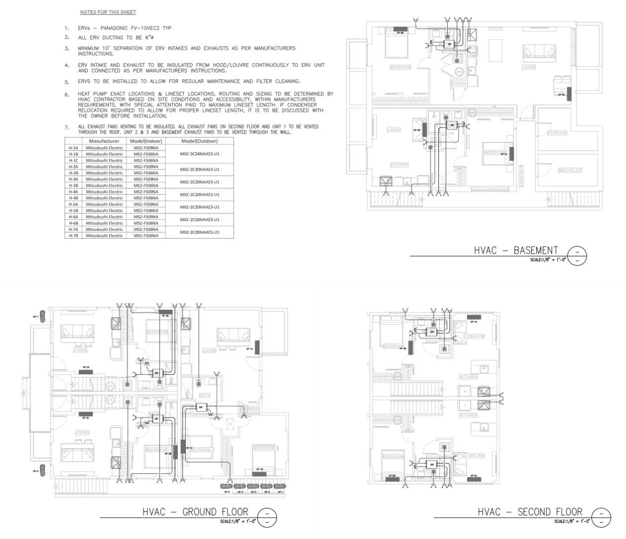 Architectural HVAC design drawings and blueprints